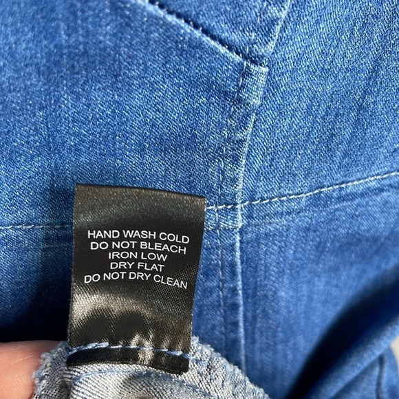 HAUTE MONDE Blue Denim Mini Dress Boustier Corset Stretch Adjustable Straps L - Picture 10 of 12